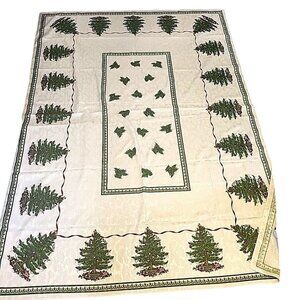 Spode Christmas Tree Fabric Tablecloth 60 x 80 Rectangle Decor Linens Holiday